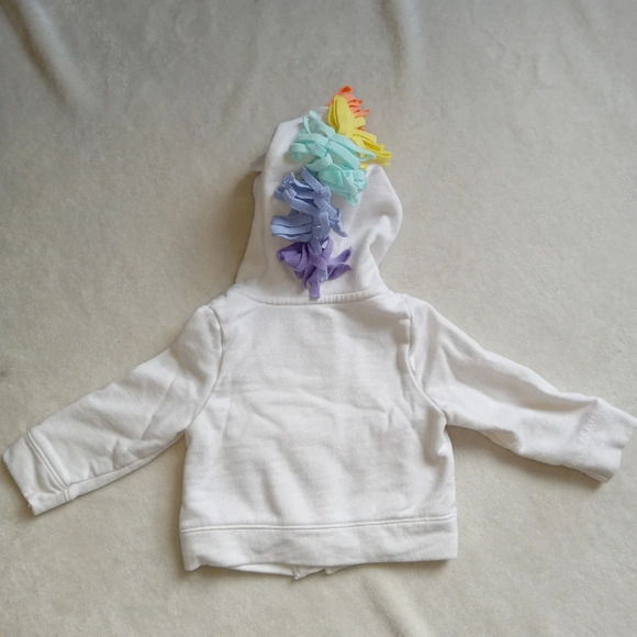 5 for $10 Cat & Jack Diagonal Zip Rainbow Fringe Unicorn Horn Hoodie 12M - Picture 4 of 5